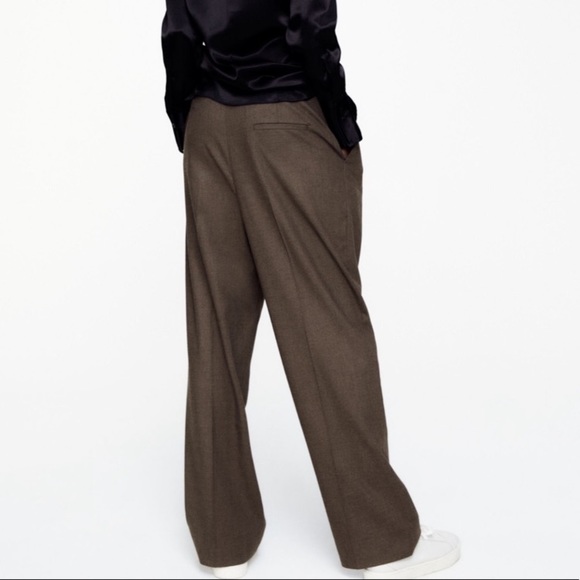 Zara Pleated Dress Trouser Pants Brown Size Large - Picture 3 of 15